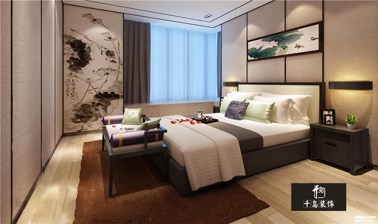 汉德九洲城166㎡四居新中式卧室装修效果图